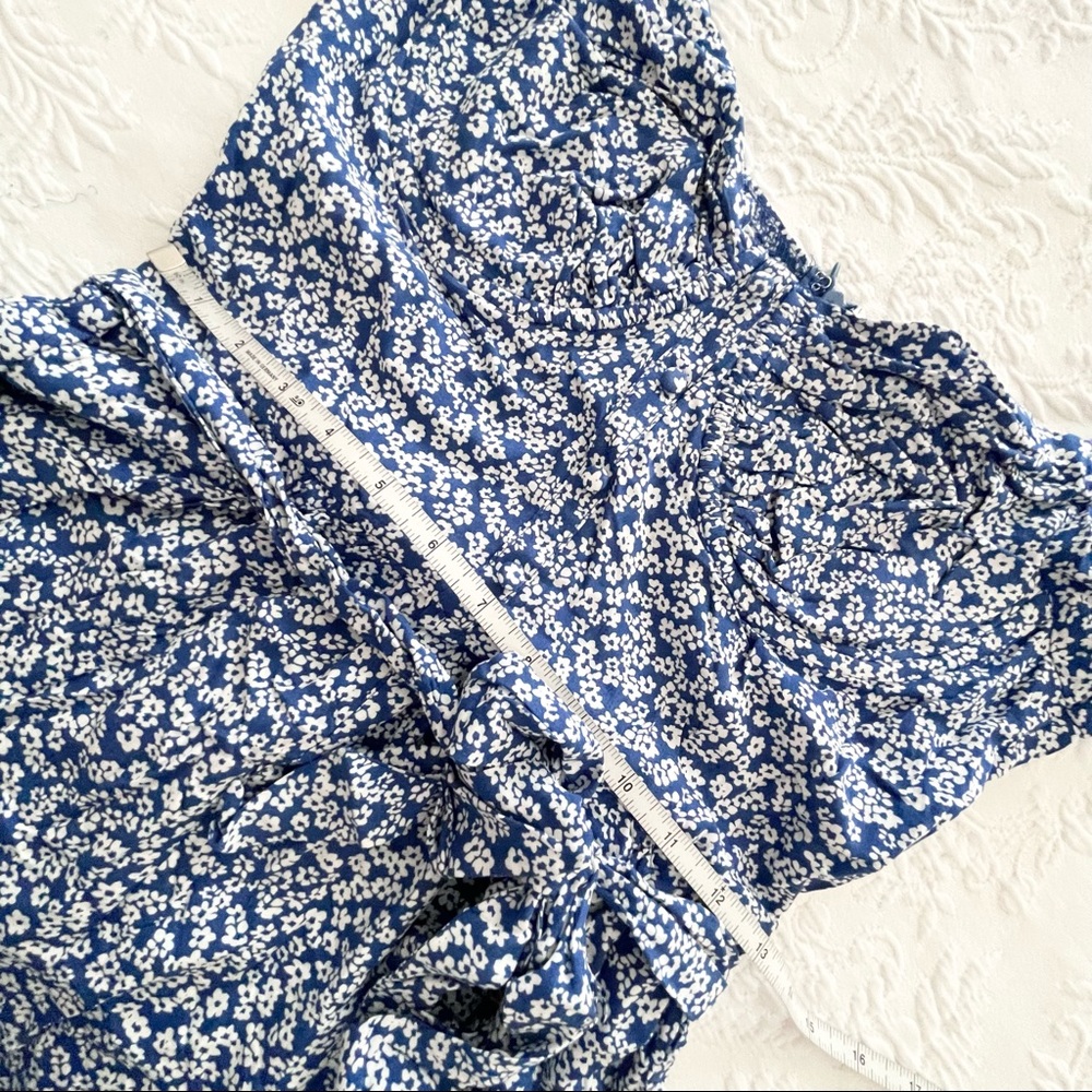NWOT Lulus Sweet Sensation Blue Floral Print Short Sleeve Romper Small - Picture 10 of 11